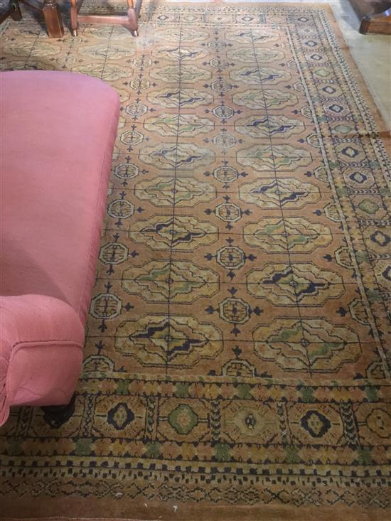 Rust, green & blue pattern carpet